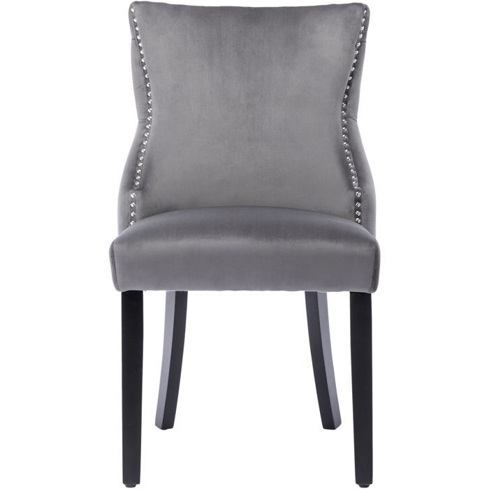 Lot de 6 Chaises de Salle à Manger - Pieds en bois massif-Chaise de Salon en Velours pour Bureau Cuisine Bar Réunion Hôtel ,Gris