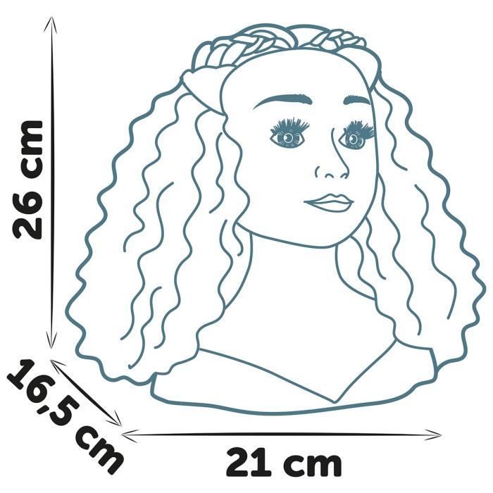 Smoby - Testa per acconciature con capelli afro - Facile da acconciare - 23 accessori realistici - Labbra termosensibili - Scomparto portaoggetti
