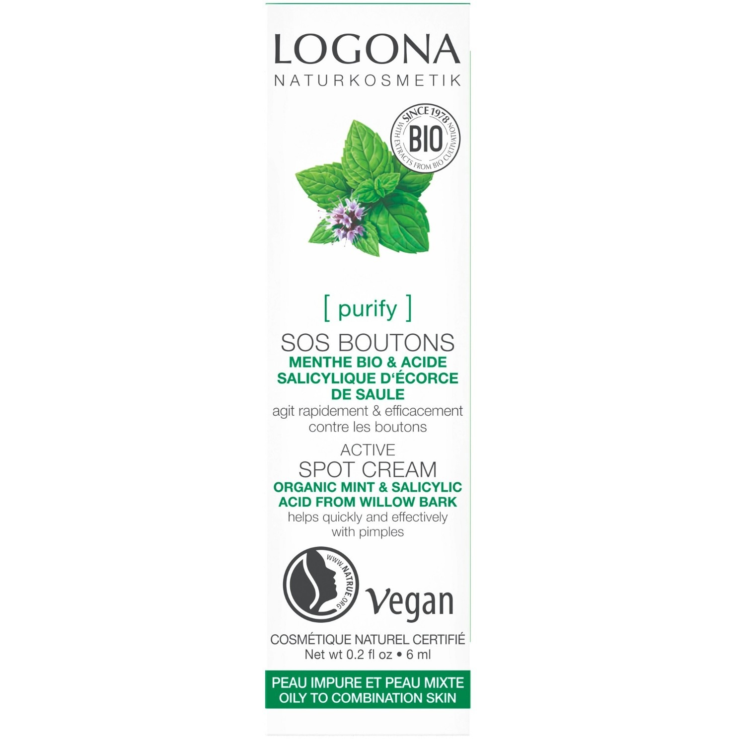 Logona SOS boutons menthe acide salicylique