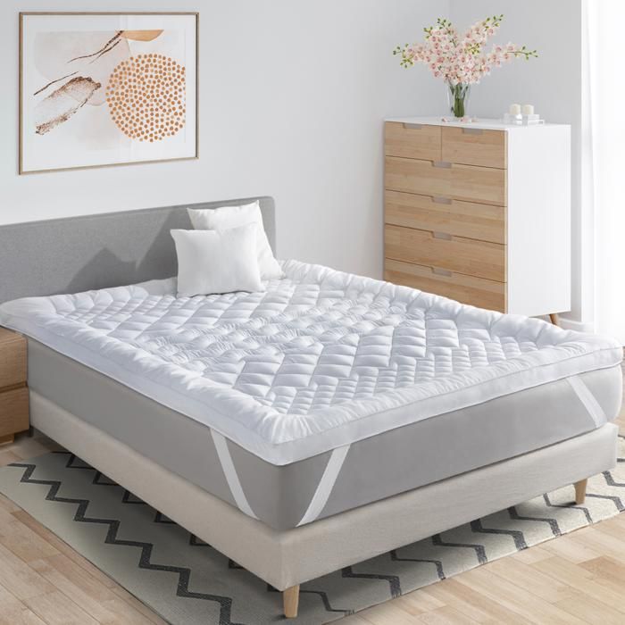 Cubrecolchón IDMARKET 140x190 CM SACHA 7 zonas de confort, grueso y suave, 600 gr