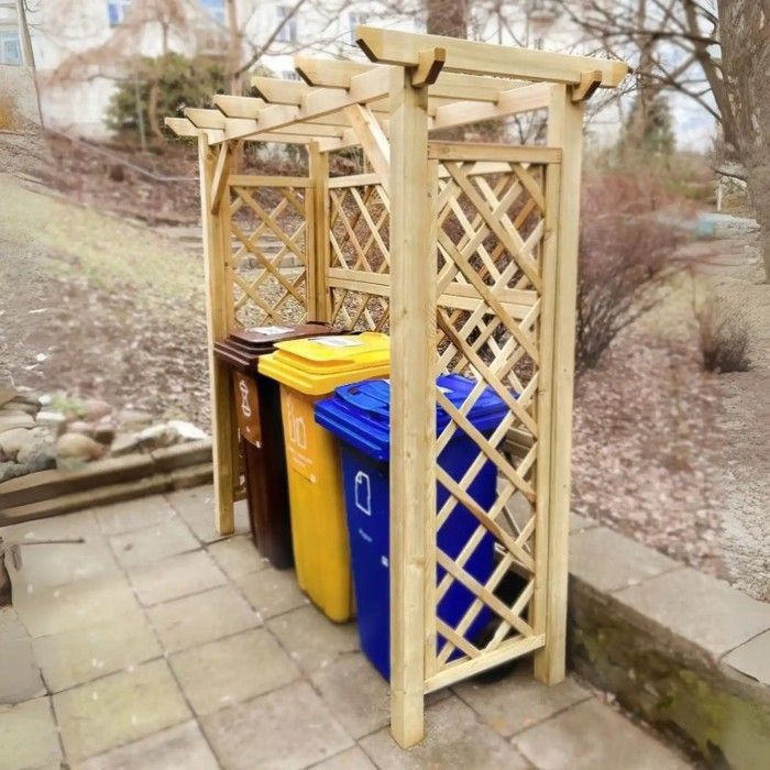 Bin and log store/shed, 3 panels, 186 x 180 x 85 cm