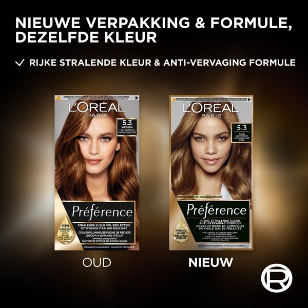 L'Oréal Paris Préférence 5.3 Gold Light Brown Permanentna barva za lase<br>