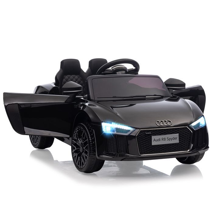Coche eléctrico infantil Audi R8 Spyder, con licencia oficial, 12 V, suspensión, 3 velocidades, luces LED y claxon - Negro