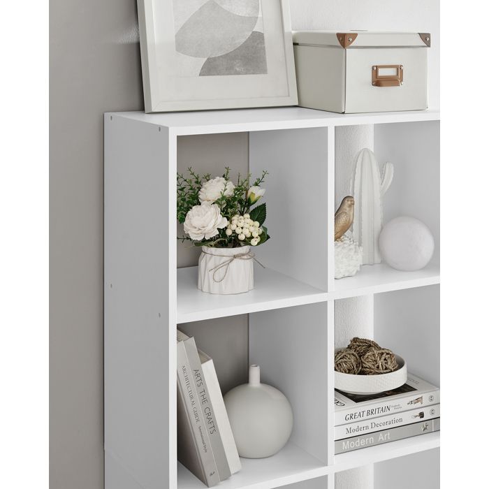 VASAGLE Boekenkast, Opbergrek met 10 Vakken, Kubusvormig Meubel, Kamerverdeler, Scandinavische Stijl, Wit