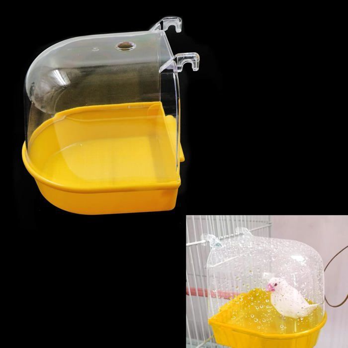 Baño para pájaros, caja de juguetes colgante, periquito, loro, ganchos, comedero, jaula, canario, 1 pieza, etiqueta