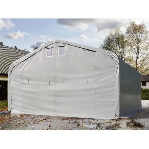 Tente garage de stockage - PVC 850 - 6x6 m - Porte 4,1x2,9 m - Couleur gris - Montage facile