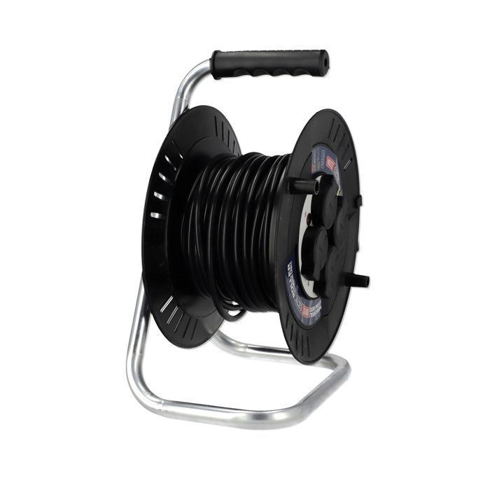 Electric cable reel - HOROZ ELECTRIC - 20 m reel - 4 Type E sockets - IP44 - 2000 W