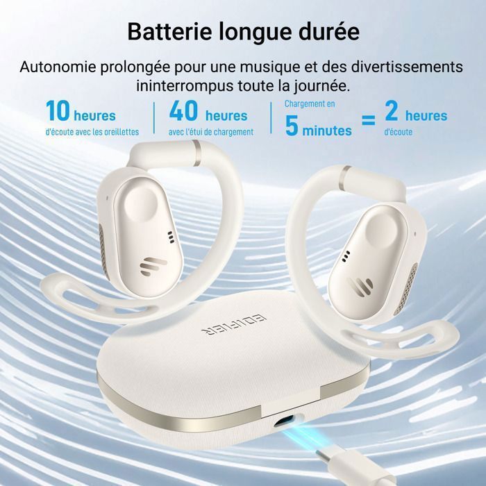 Wireless Earbuds - EDIFIER - Open Ear - Bluetooth 5.4 - 40H Battery Life - IP55
