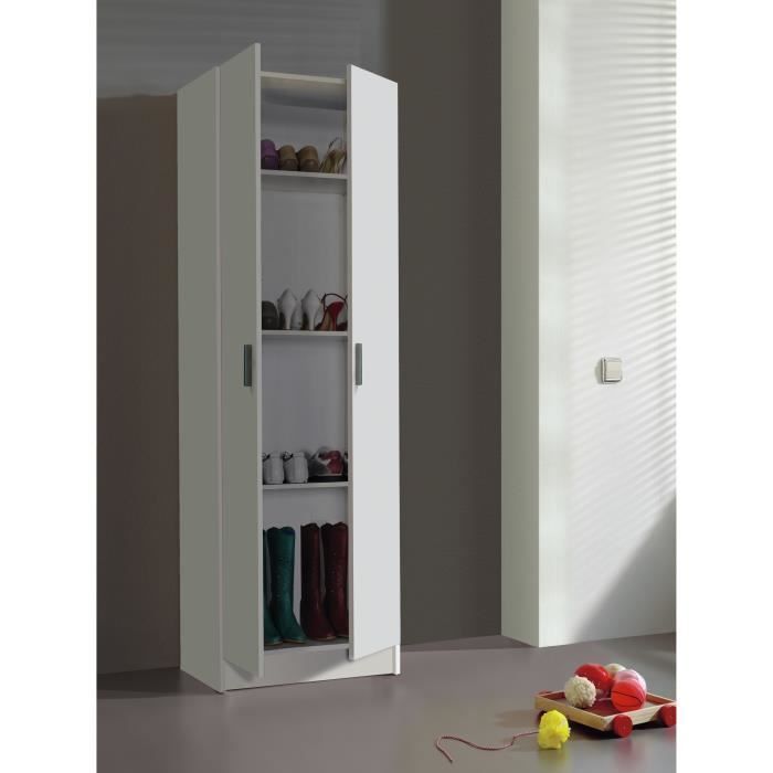 Dmora - Salem 2-türiger Mehrzweckschrank, 59 x 37 x 180 cm, Weiß, Holzoptik