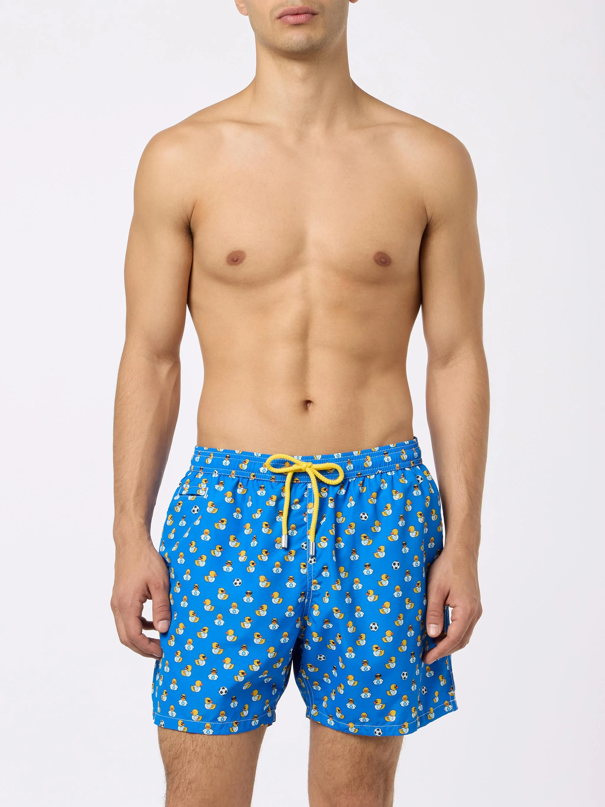 Costume da bagno da uomo in tessuto leggero con stampa logo Ducky e Na
