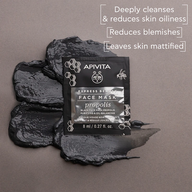 Apivita Express Beauty Purifying Face Mask Propolis Black Cleansing Mask for Oily Skin