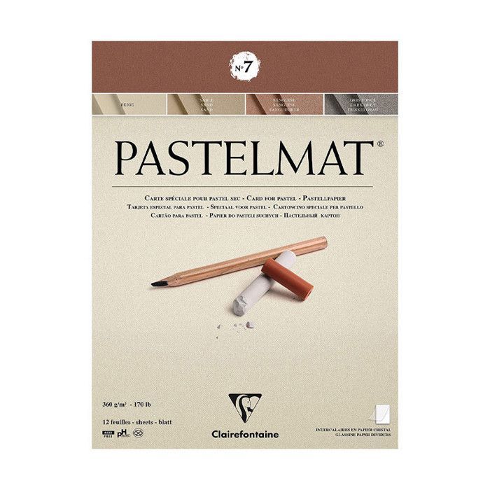 Clairefontaine Pastelmat Bloc 30x40 cm 360 g - 12 feuilles, 4 teintes (beige, sable, sanguine, anthracite)