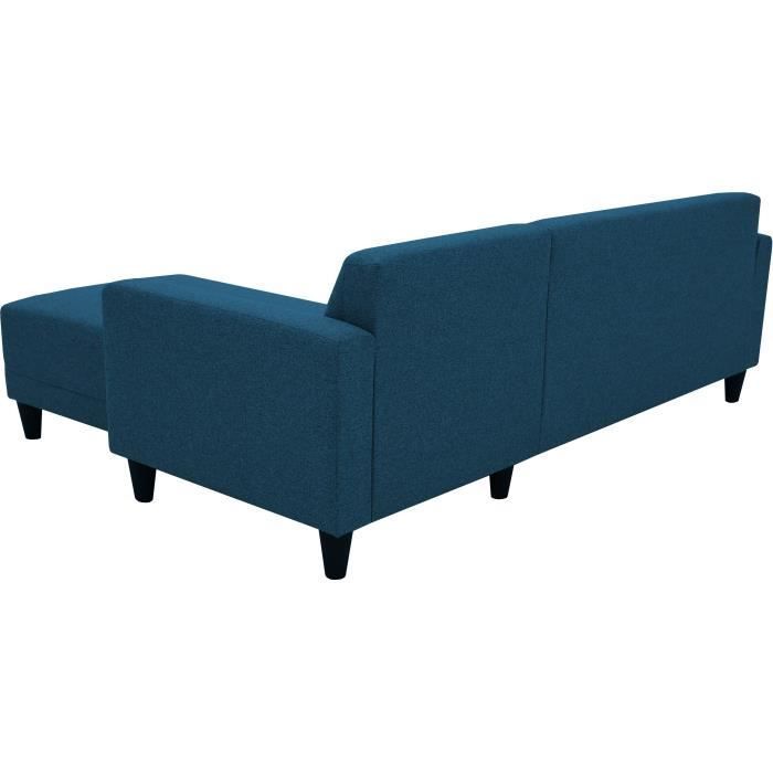 BOB 4-seater fixed corner sofa - Navy fabric - Reversible - W 197 x D 117 x H 65 cm