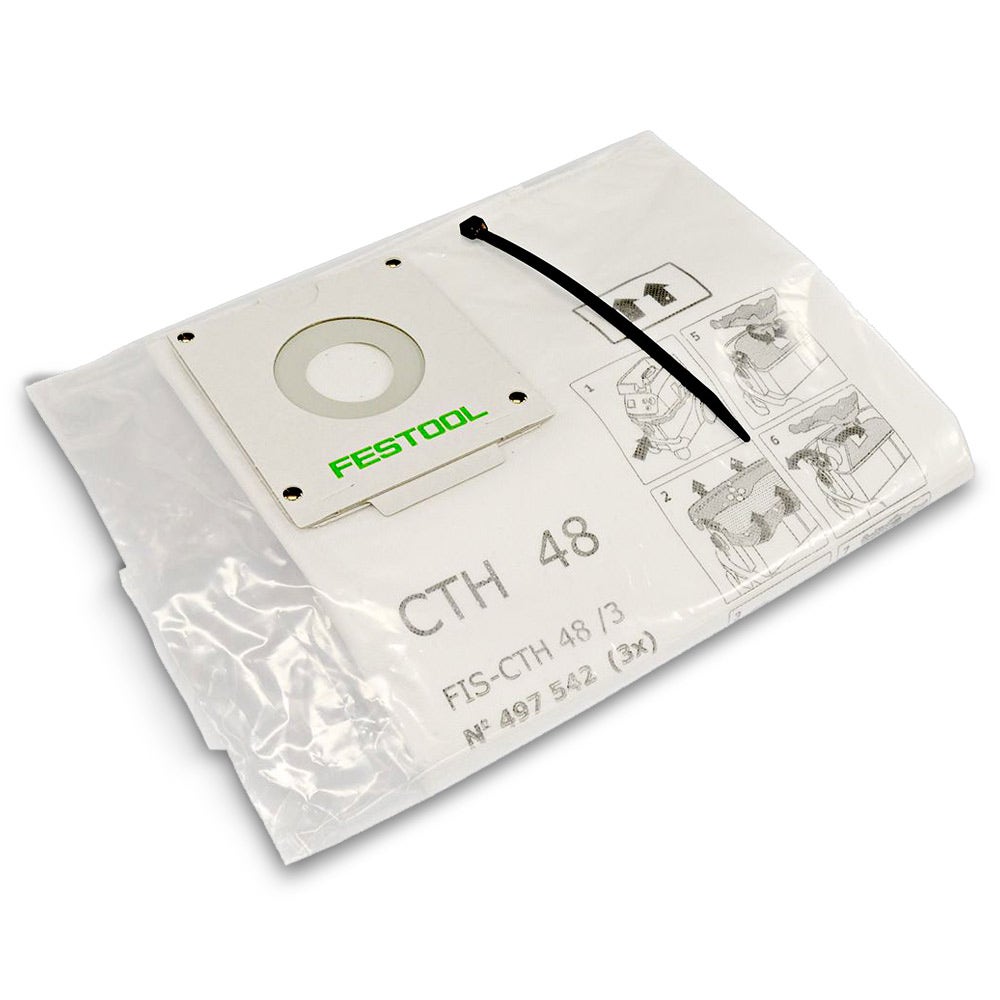 Sacos de filtro de segurança FESTOOL CTH 48 – pacote com 3 unidades 497542