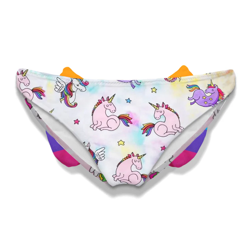 Culotte de bain pour fille à imprimé licorne avec nœud