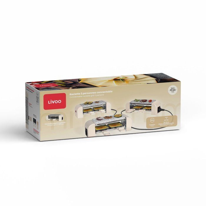 Appareil à raclette connectable - LIVOO - DOC310C - 2 personnes - 450 W - Thermostat automatique