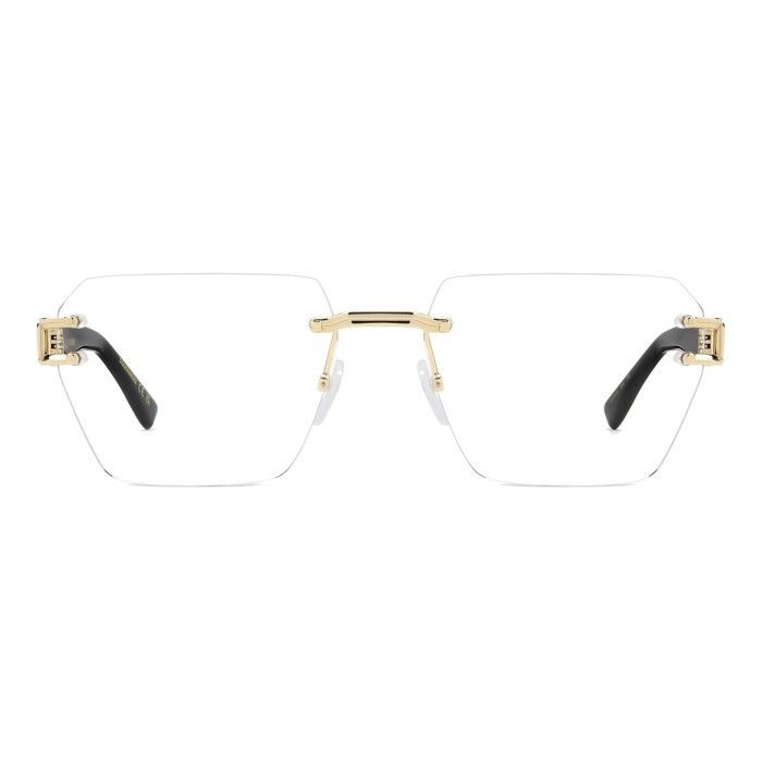 Óculos de grau masculinos Dsquared2 D2 0173 57/17/145 em metal dourado rosê.