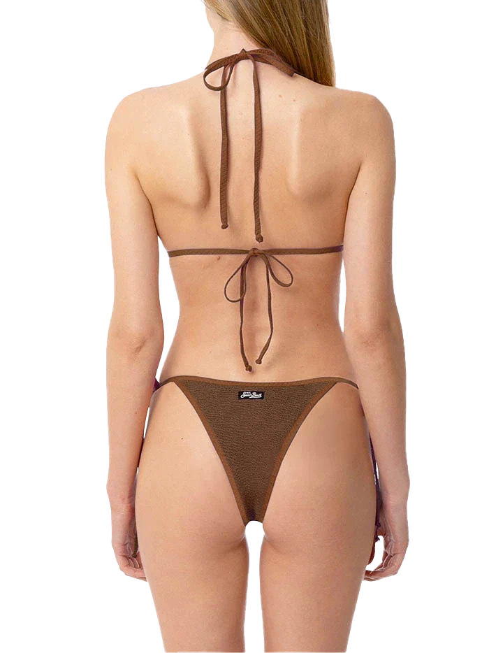 Damesbikini met kreukelpatroon en driehoekige vorm