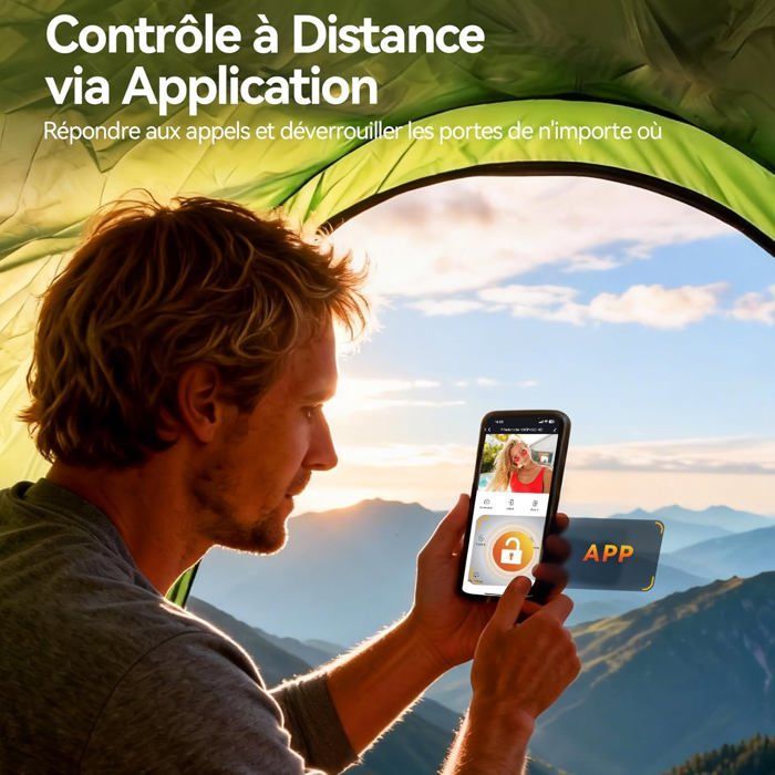 Videocitofono Wi-Fi a 2 fili con touchscreen, visione notturna, sblocco remoto, RFID e rilevamento di persone.
