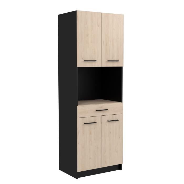 IDEM keukendressoir - Eikenhout en zwarte afwerking - 4 deuren + 1 lade - B 60 x D 42 x H 177 cm
