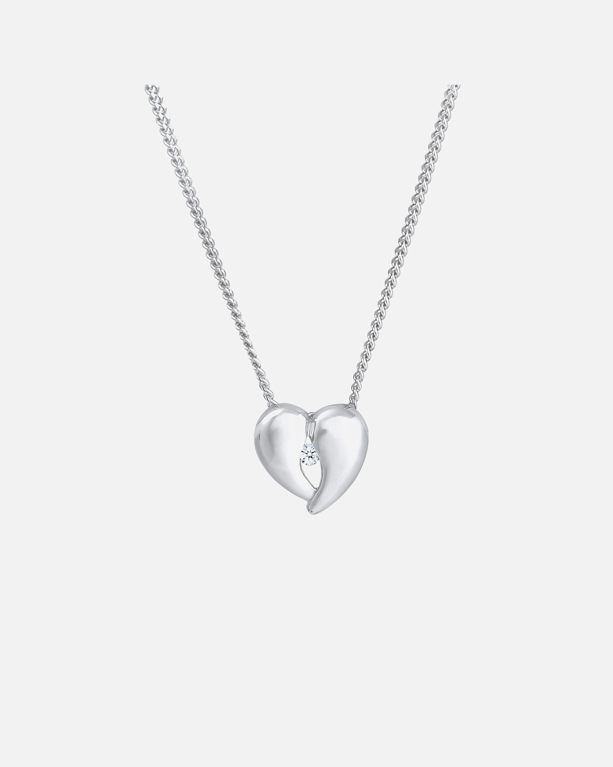 Elli DIAMONDS Pendentif coeur dame amour filigrane avec diamant (0,03 ct.) en argent sterling 925