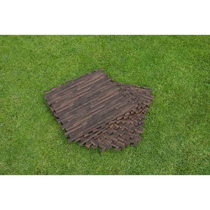 BESTWAY Set di 12 tappetini per piscina e spa - 50 x 50 cm - finitura effetto legno