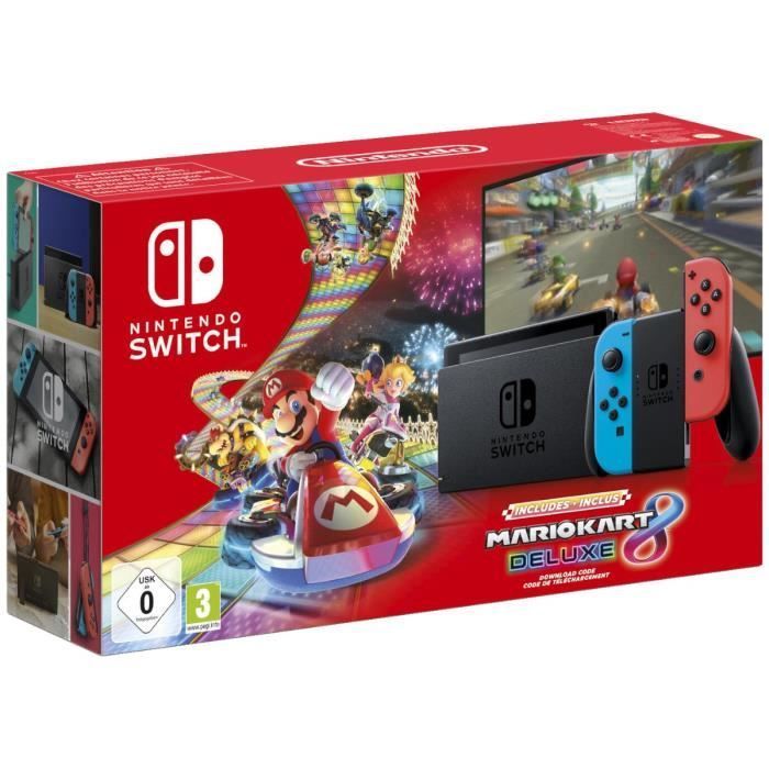 Nintendo Switch console • Neon Blue & Neon Red + Mario Kart 8 Deluxe (Code)