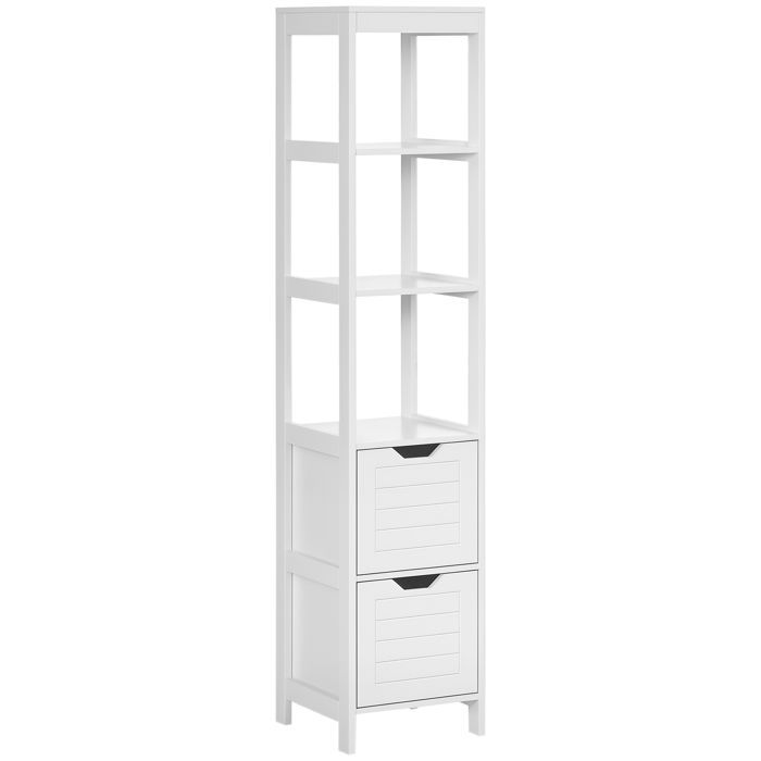 Meuble colonne salle de bain - kleankin - armoire haute rangement 3 étagères 2 tiroirs mobilier intérieur - bois - 30x30x144cm