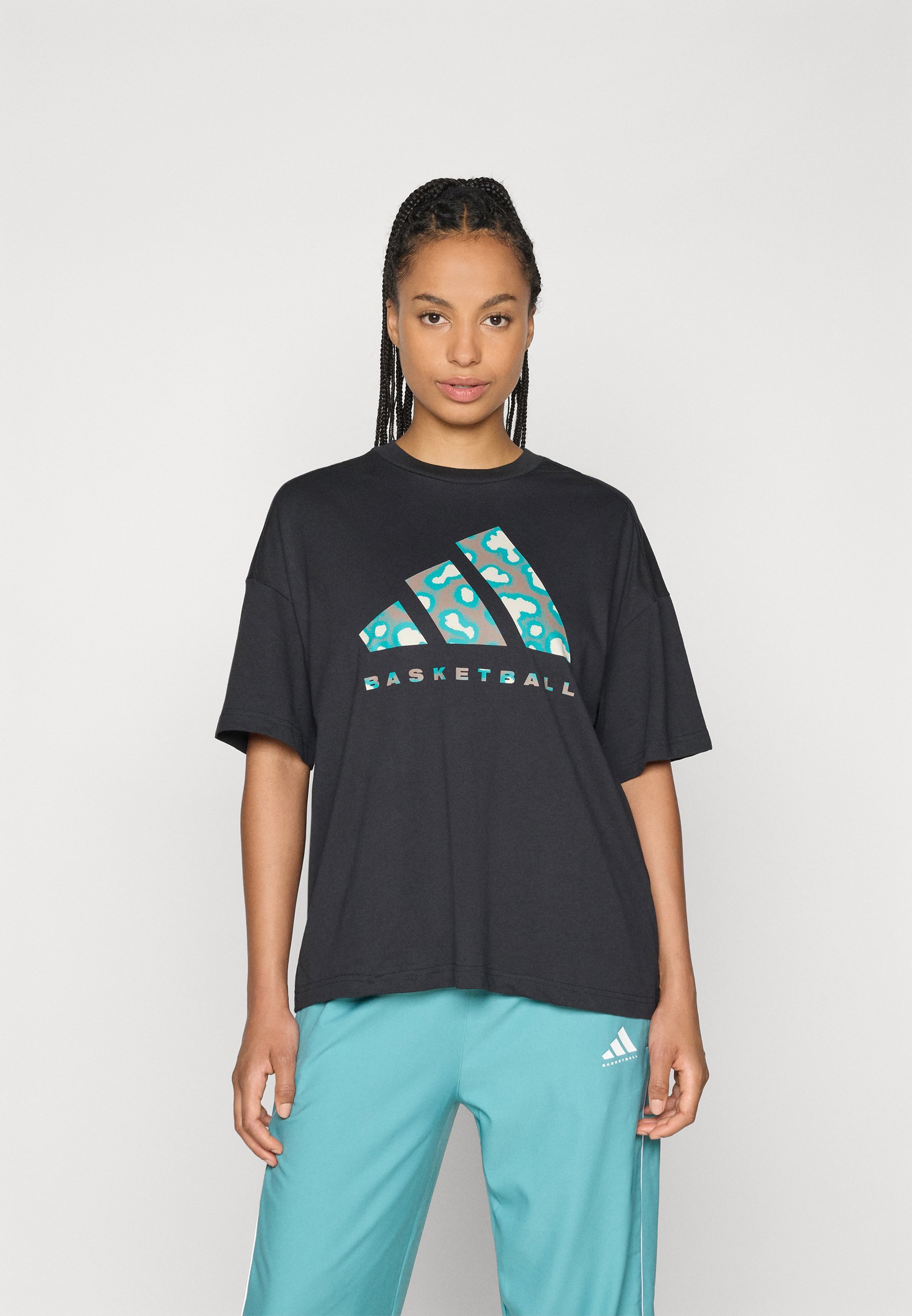 adidas Performance CAMO T-shirt - T-shirt met print - zwart/blauwgroen