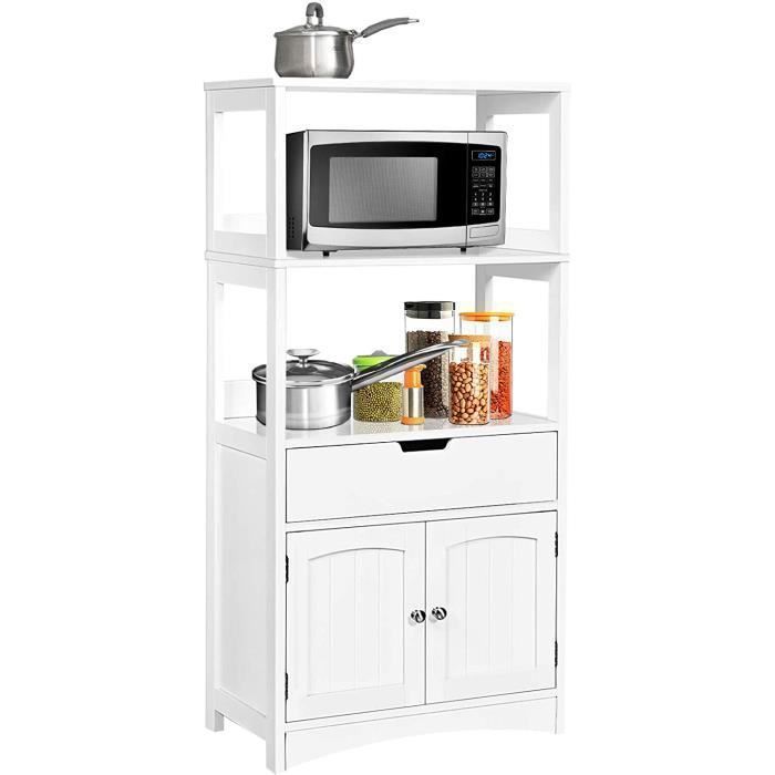 GOPLUS Armoire Meuble de Rangement avec Tiroir Placard et 2 Etagère-60x32,5x122CM-Style Moderne Blanc