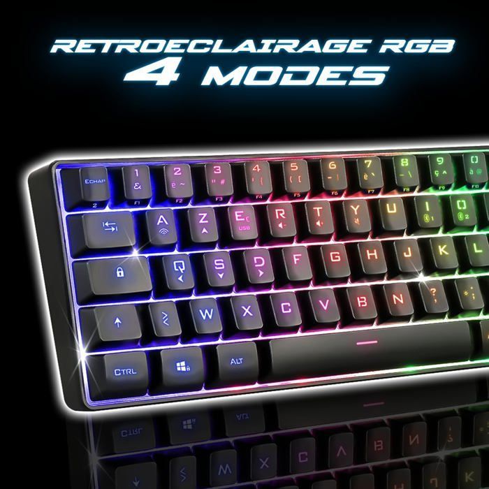 Tastiera da gioco TKL - CHOUMICHA SAVEURS FRANCE AGRO - Elite K50 - Wireless RF/BT/USB-C - Compatta 60% AZERTY - RGB ricaricabile