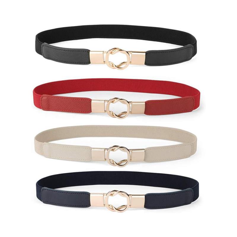 Ceinture fine pour robe femme style rétro extensible, lot de 4 grandes tailles