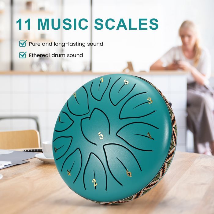 TTLIFE Tamburo a lingua in acciaio da 6 pollici a 11 toni, handpan, strumento a percussione per la meditazione