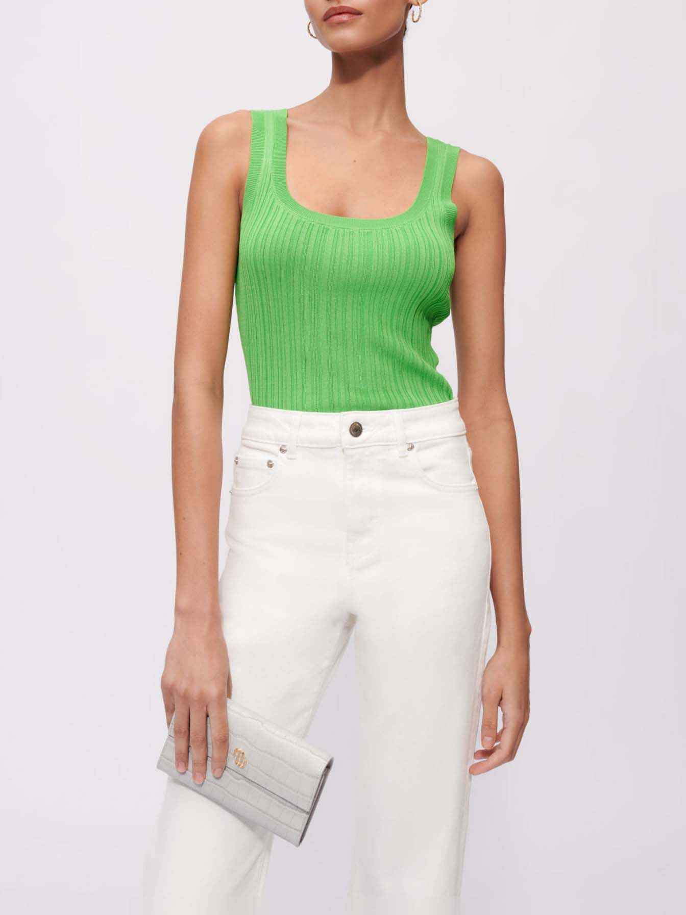 Geribbelde gebreide tanktop - Vert