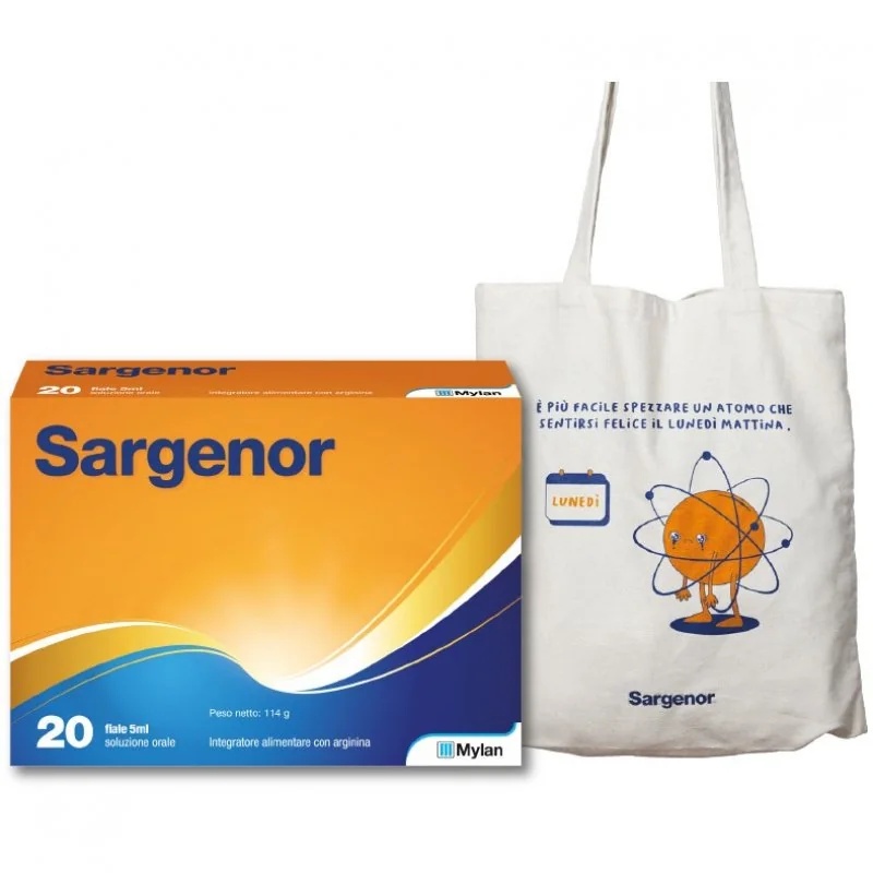 Sargenor Arginin Nahrungsergänzungsmittel, 20 Flaschen + Einkaufstasche (Aktion)