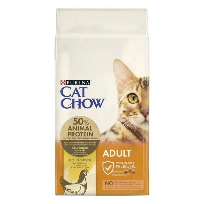 CAT CHOW Adult con NaturiumTM - Ricco di Pollo - 10 KG - Alimento secco per gatti adulti