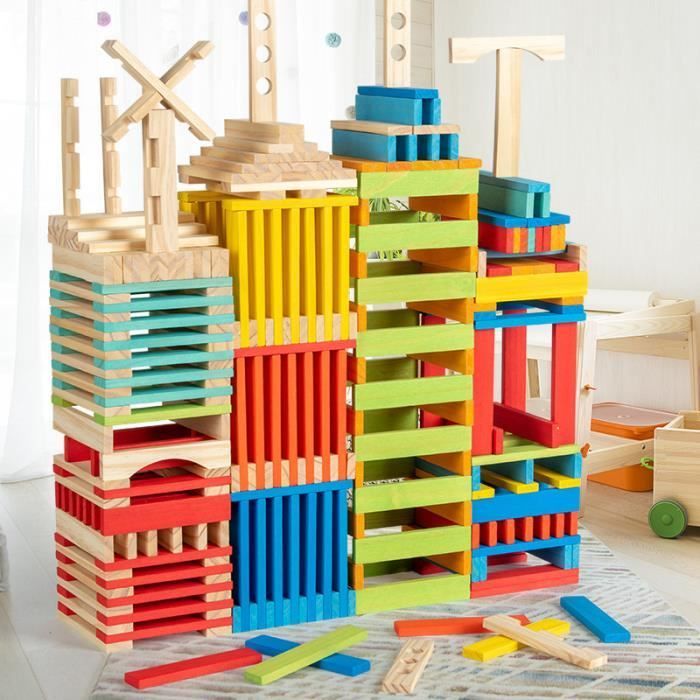 Bouwset - Houten blokkenset - 100 stuks - Beukenhout - Geschikt voor kinderen vanaf 3 jaar