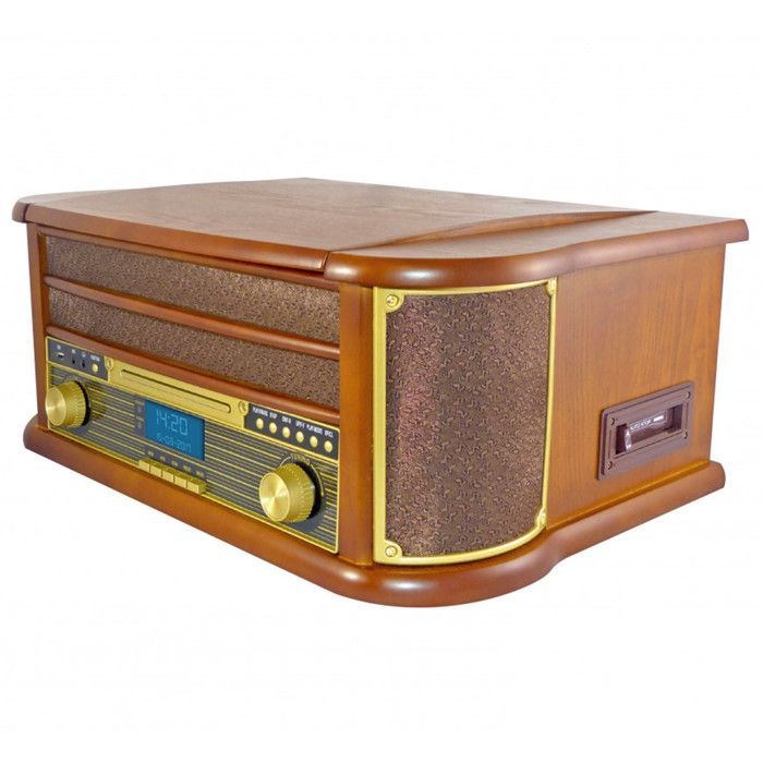 INOVALLEY RETRO29-E Retro-Vinyl-HiFi-System mit Bluetooth, CD, Kassettenlaufwerk, FM-Radio, USB-Anschluss und Fernbedienung