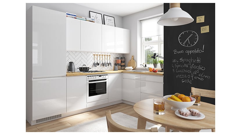Komplet kuchenny narożny Sole 270x180 cm biały połysk