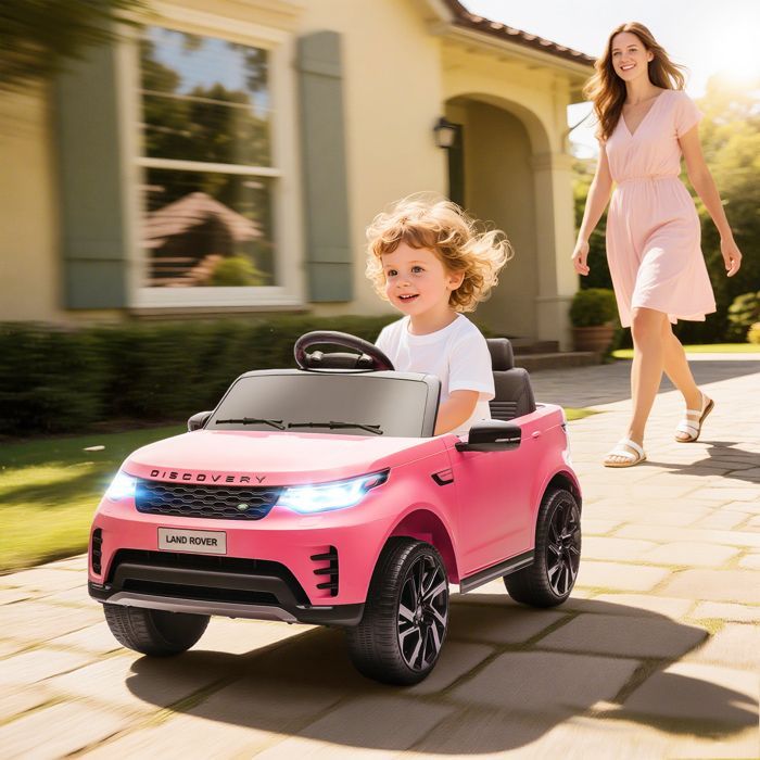 Lasten sähkökäyttöinen ajoauto - AIYAPLAY - Land Rover Discovery - 2.4G kaukosäädin, 2 x 12V moottorit - muovi - 105x68.5x58cm - pinkki