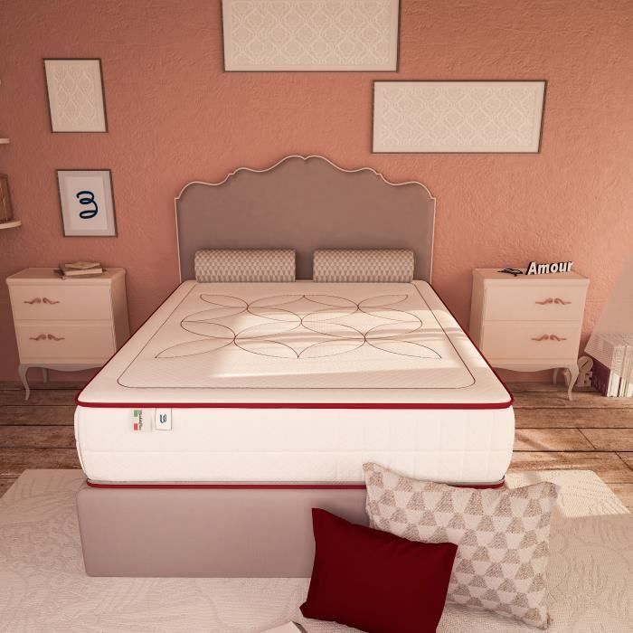Colchón GRAND AMOUR 120x190 cm - Espuma viscoelástica y espuma - 30 cm de grosor - Individual