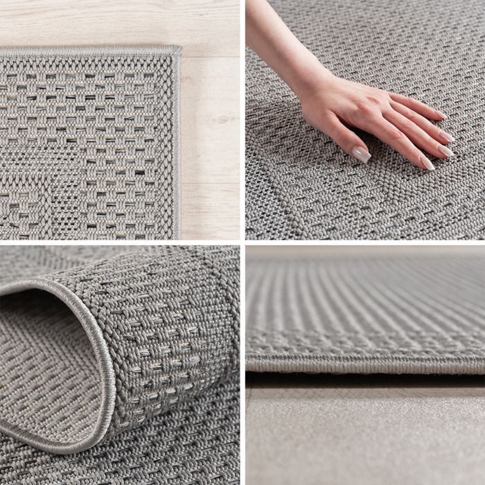 SIMPEX Tapis d'extérieur Gris 200x290 cm, idéal pour la cuisine,Design uni avec bordure