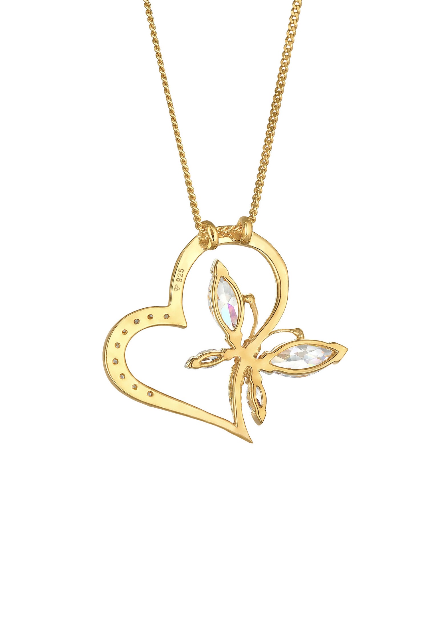 Elli Femmes Pendentif Coeur Papillon Élégant avec Cristal de Zirconium en Argent Sterling 925