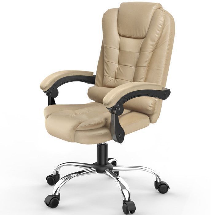 Silla de oficina ergonómica - Silla de oficina Rattantree - Altura regulable - Giratoria - Acolchado doble grueso - Marrón