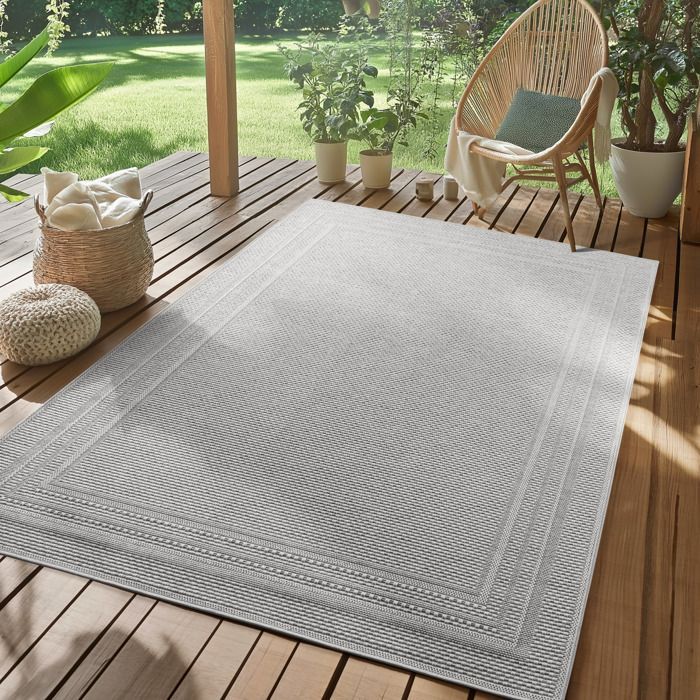 SIMPEX Tapis d'extérieur Gris 200x290 cm, idéal pour la cuisine,Design uni avec bordure