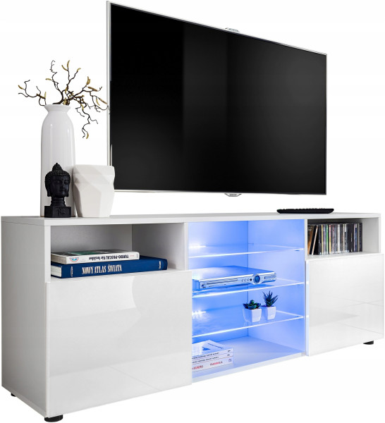 Pan Igiełka Szafka RTV LED Czarny Biały Dąb Wotan Połysk Mat  RGB LED Pilot