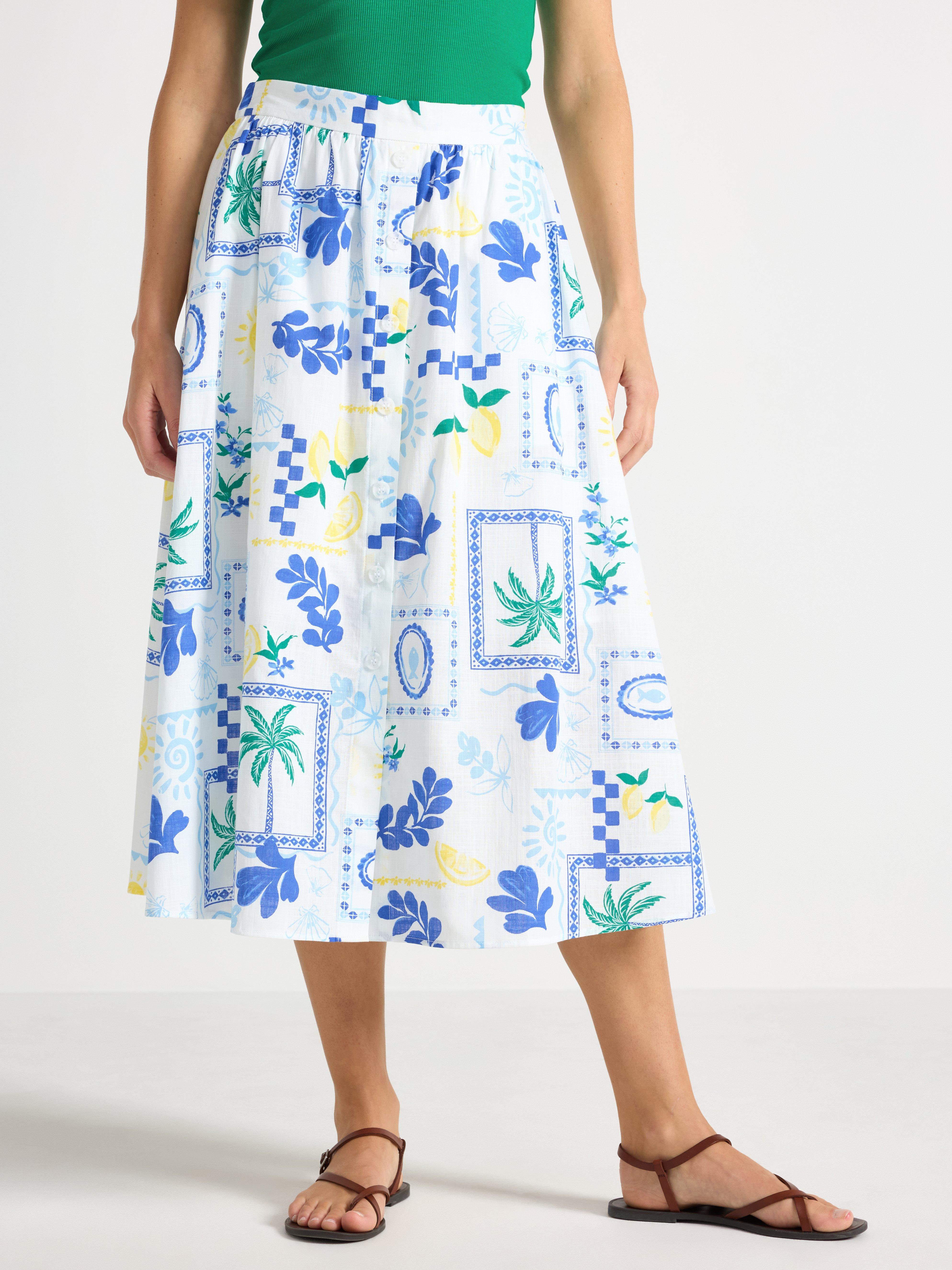 Falda midi color blanco roto