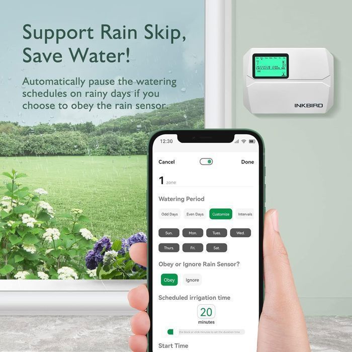 INKBIRD IIC-800-WIFI programmateur d'arrosage 8 voies système d'irrigation surveillance à distance réglage saisonnier avec couvercl
