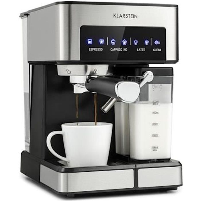 Cafetera espresso Klarstein - 1350W - 20 bares - 1,8 L - Panel de control táctil - Gris
