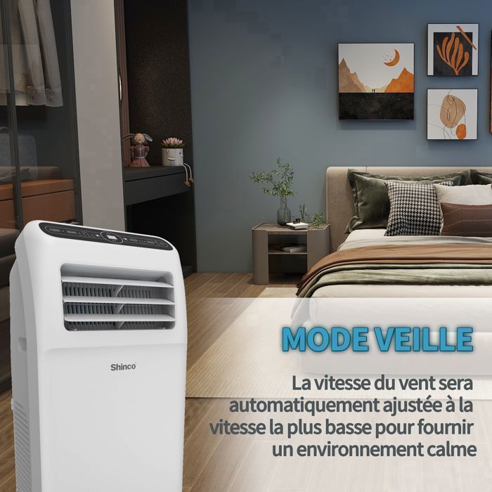 SHINCO Climatiseur Mobile Wifi 12000 BTU, Eco R290, 3,5 kW, 4 en 1 Refroidissement, Chauffage, ventilateur, Déshumidificateur